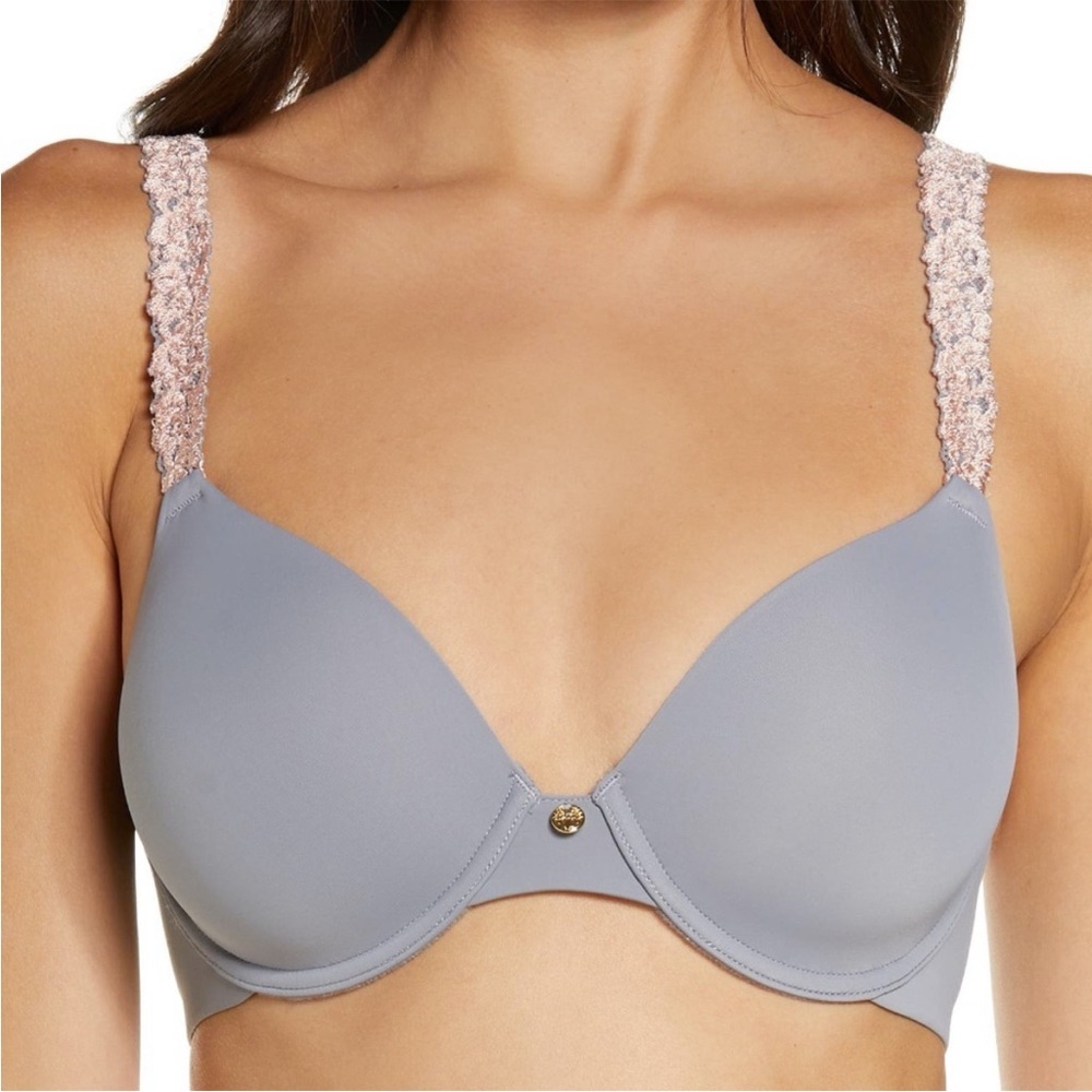 Natori Rose Dream Custom Coverage Underwire Grey/Pink Bra Women's Size 32DD